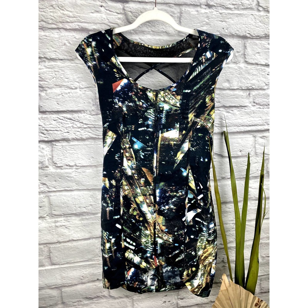 Factory by Erik Hart Printed Crepe Open Back Dress, Sz 6
